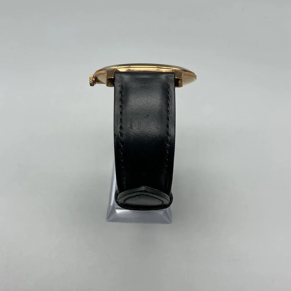 Fossil Mens Watch 44mm Black Rose Gold Tone Black Leather FS5376 New Battery - Picture 4 of 14